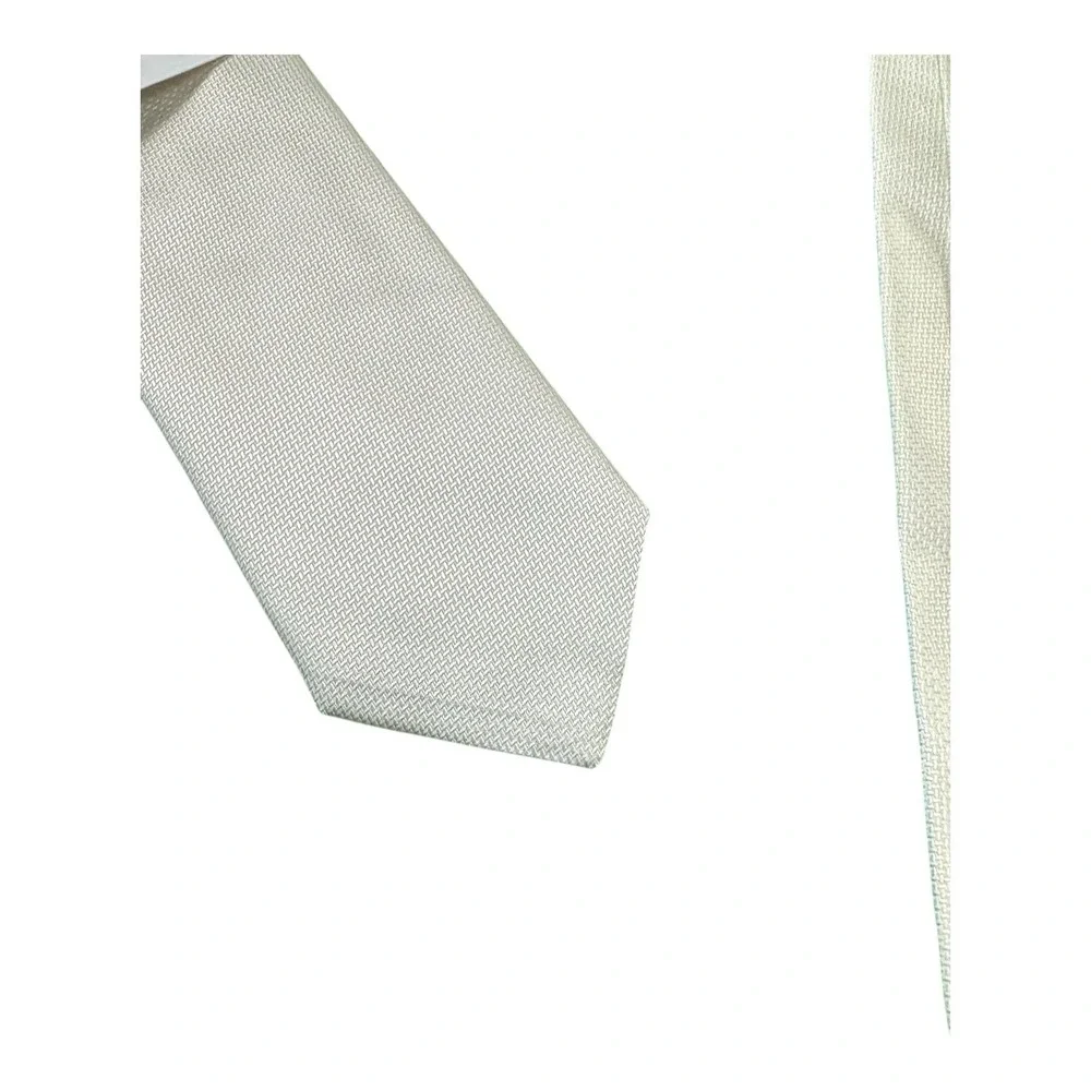 ETON Solid White Woven Pure Silk Mens Tie 3.25 Inch Width NWT Made in Italy